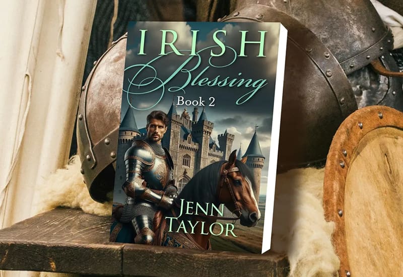 A book cover with a knight on it