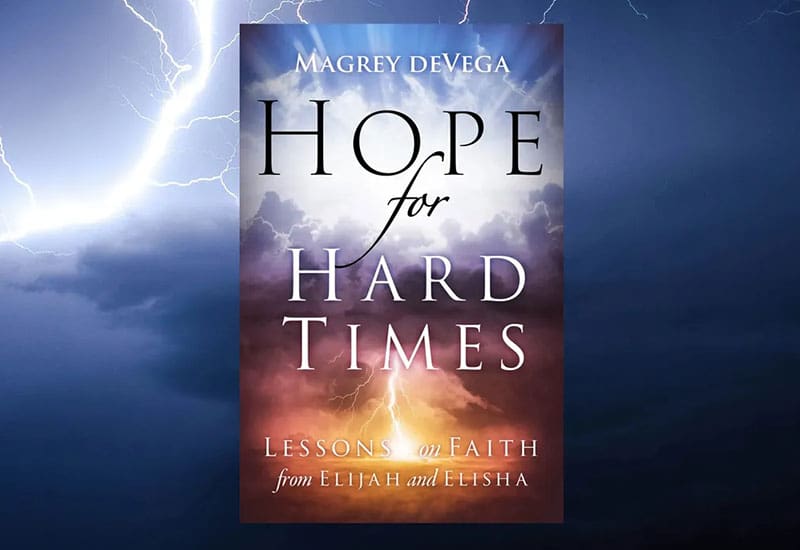 A book cover with a storm background and the title hope for hard times.