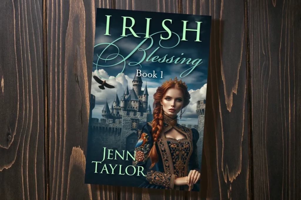 A book cover with a woman in medieval dress.