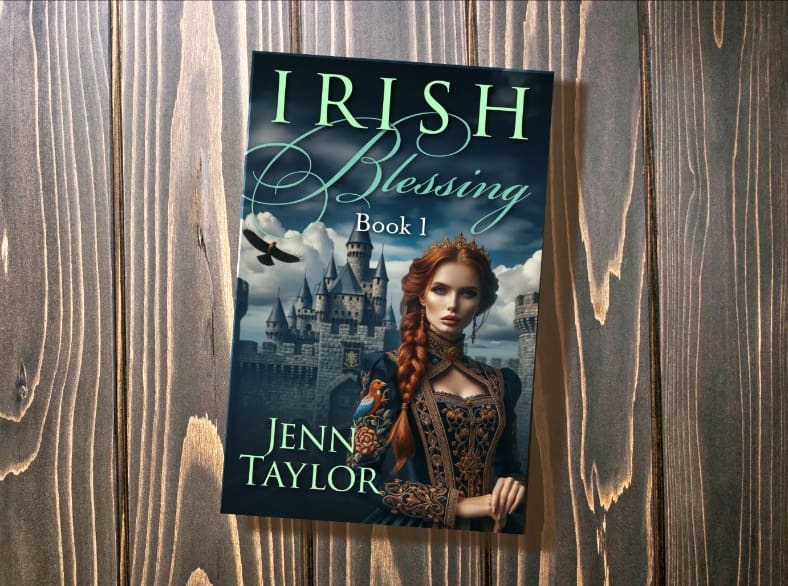 A book cover with a woman in medieval dress.